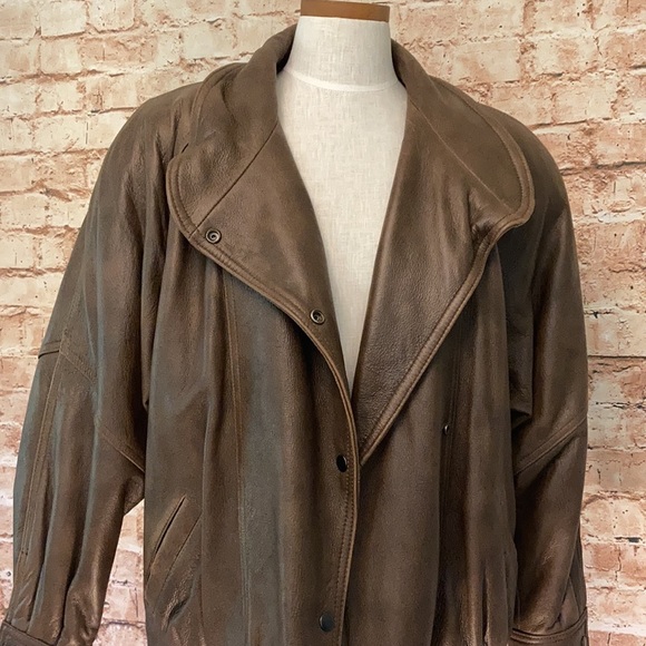Lovely vintage Jacqueline Ferrar Brown leather jacket/coat - Picture 6 of 14